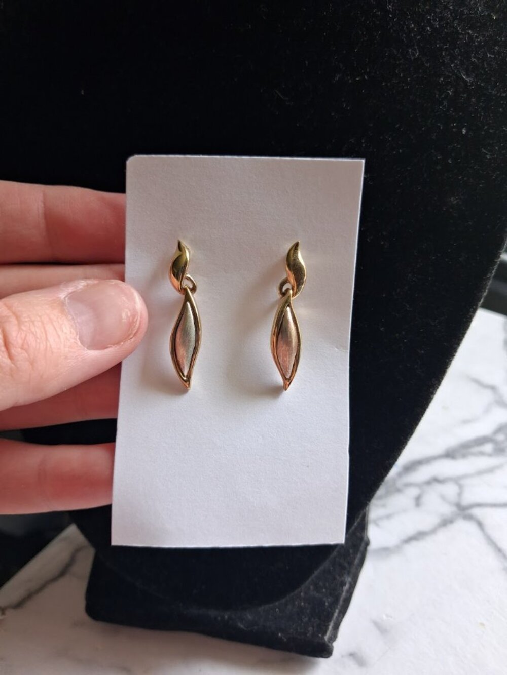 Two-toned dangle earrings